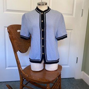 St. John Collection  Blue Short Sleeve Knit Jacket